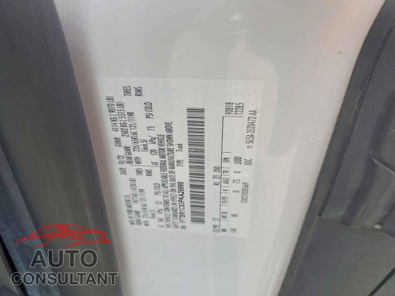 FORD TRANSIT 2023 - 1FTBR1C83PKA26998