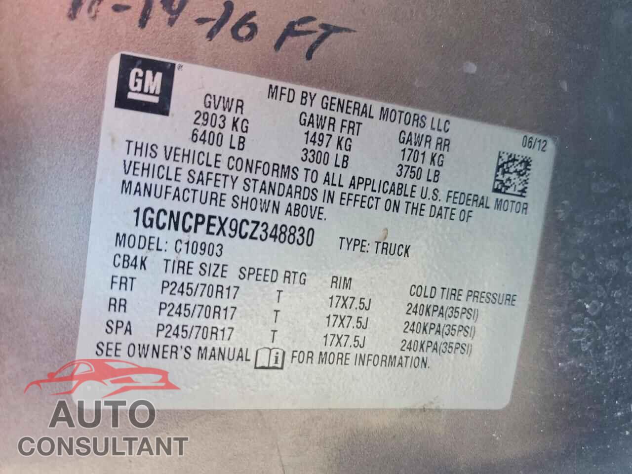 CHEVROLET SILVERADO 2012 - 1GCNCPEX9CZ348830