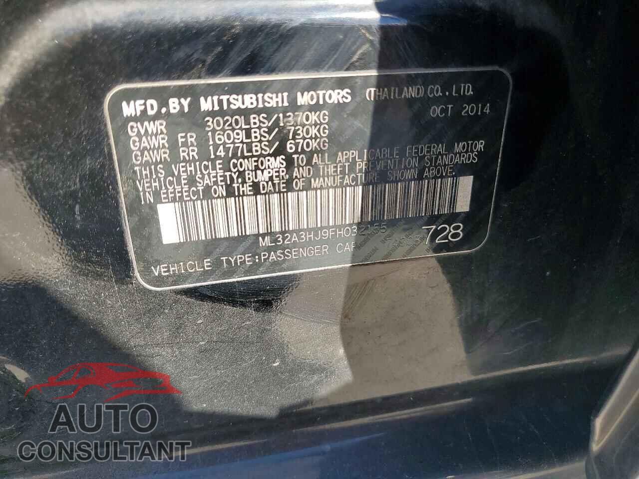 MITSUBISHI MIRAGE 2015 - ML32A3HJ9FH032155