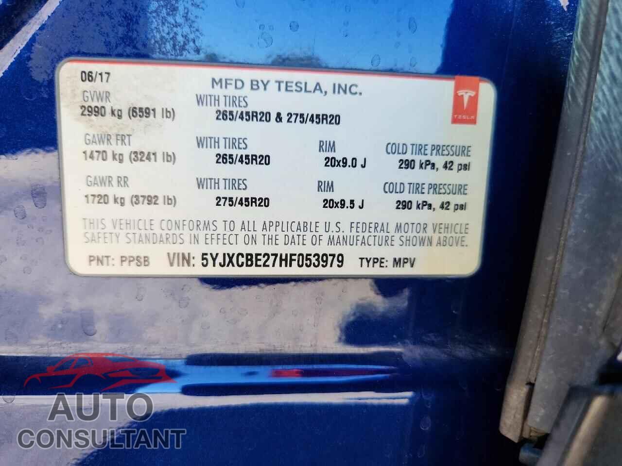 TESLA MODEL X 2017 - 5YJXCBE27HF053979
