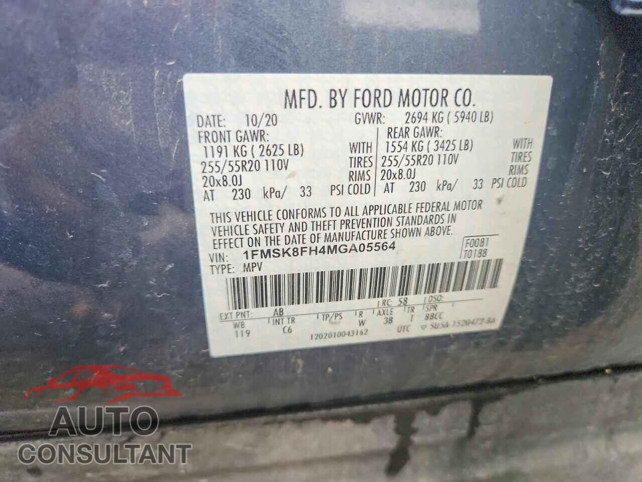 FORD EXPLORER 2021 - 1FMSK8FH4MGA05564