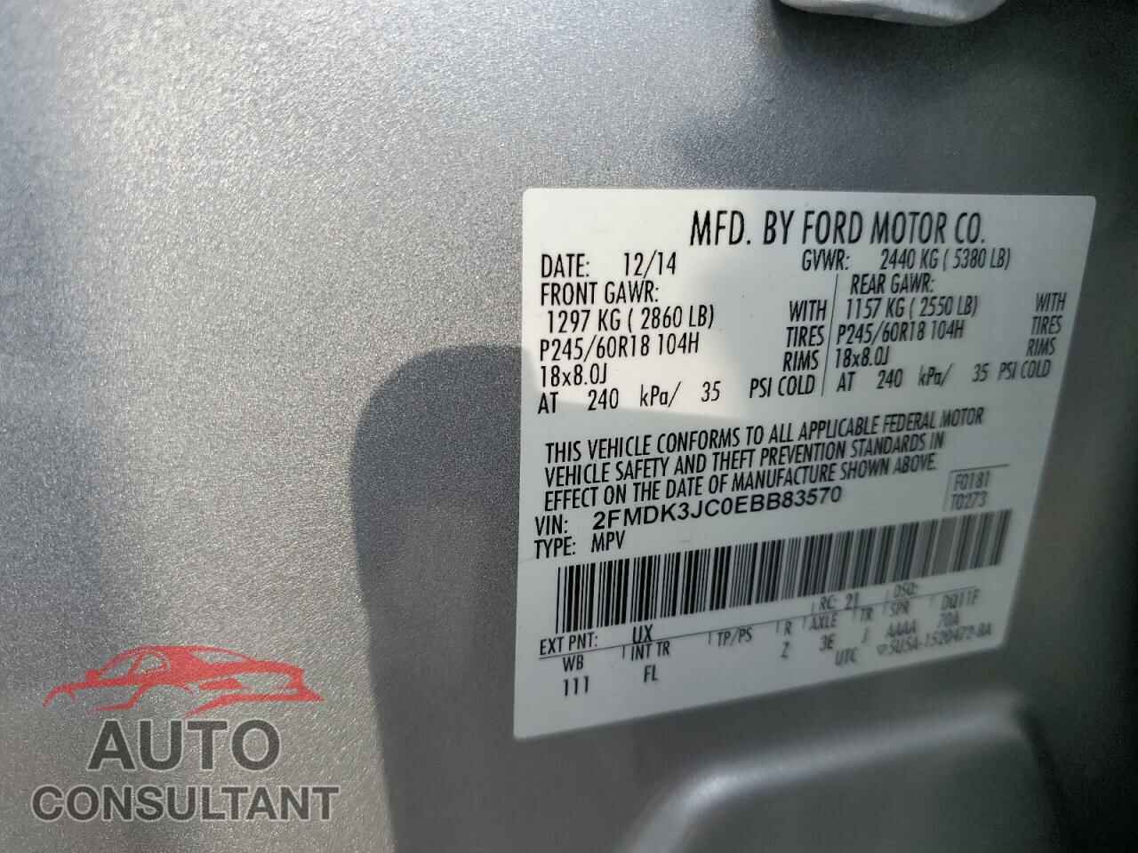 FORD EDGE 2014 - 2FMDK3JC0EBB83570