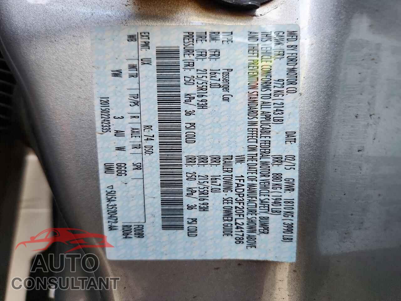 FORD FOCUS 2015 - 1FADP3F20FL241786