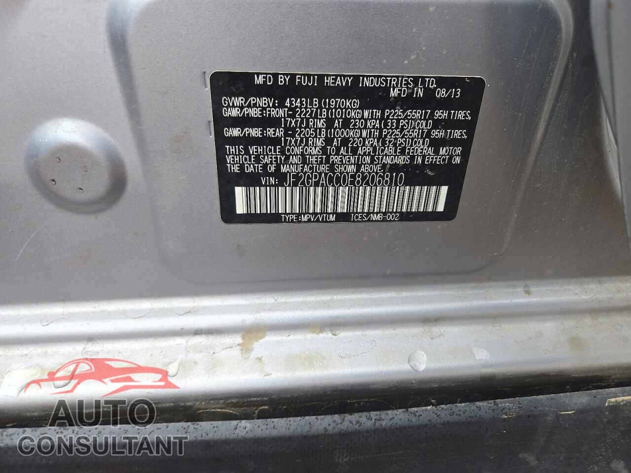 SUBARU XV 2014 - JF2GPACC0E8206810