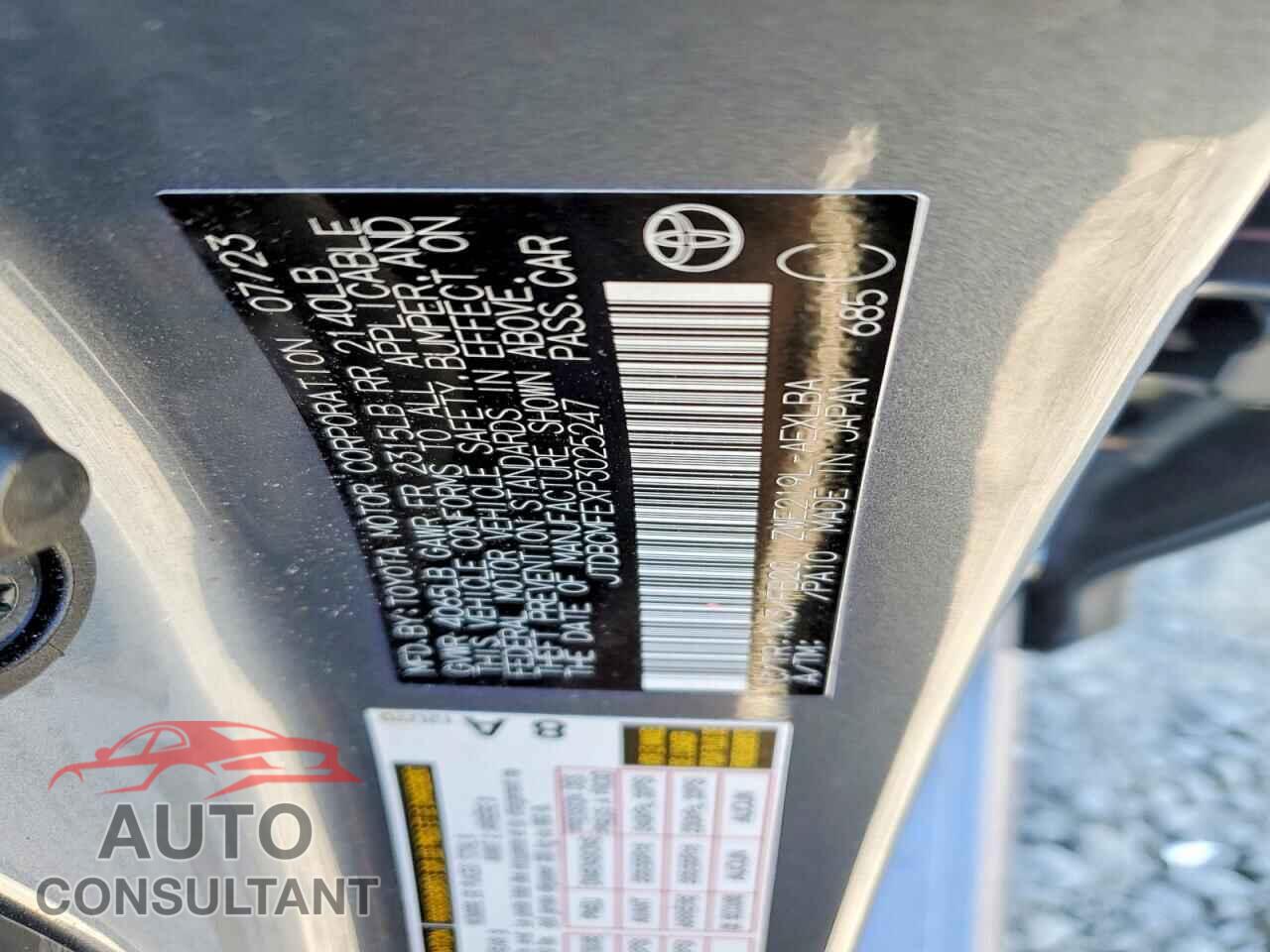 TOYOTA COROLLA 2023 - JTDBCMFEXP3025247