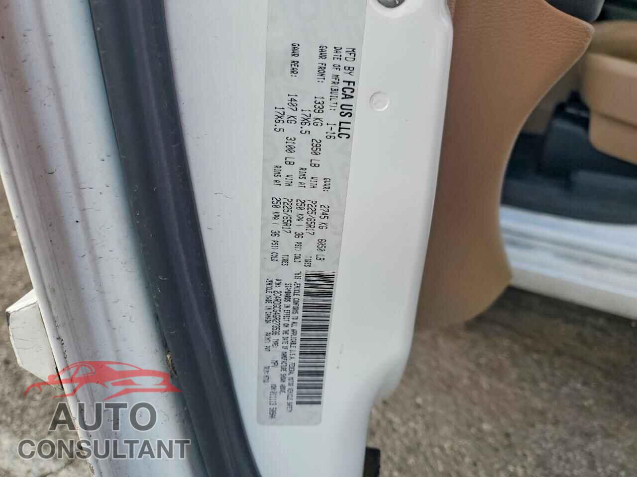 DODGE CARAVAN 2016 - 2C4RDGCG4GR273536