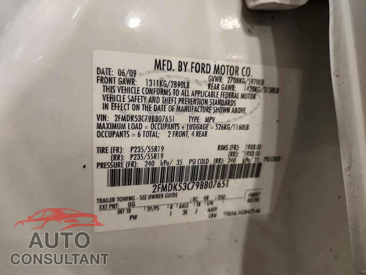 FORD FLEX 2009 - 2FMDK53C79BB07651