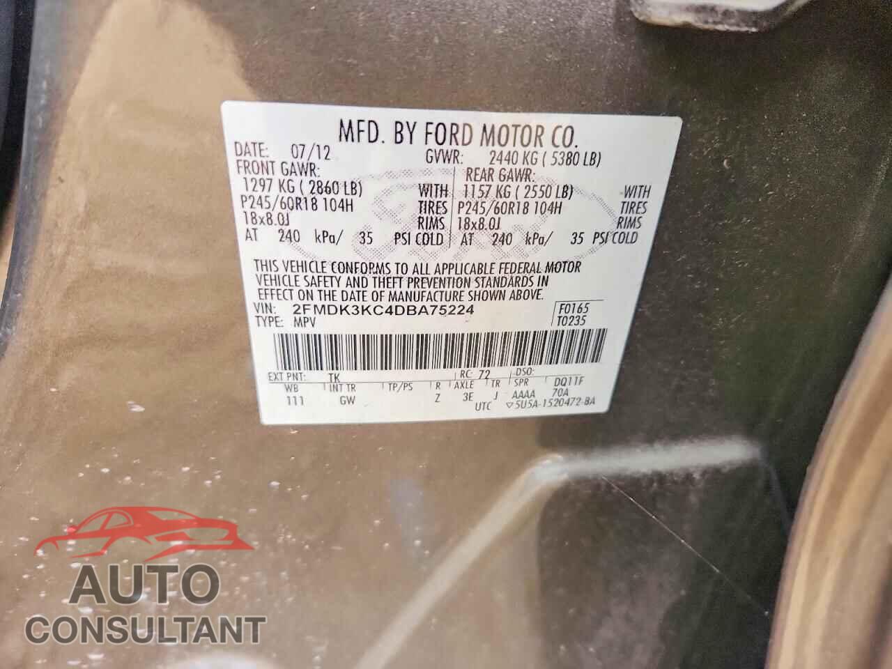 FORD EDGE 2013 - 2FMDK3KC4DBA75224