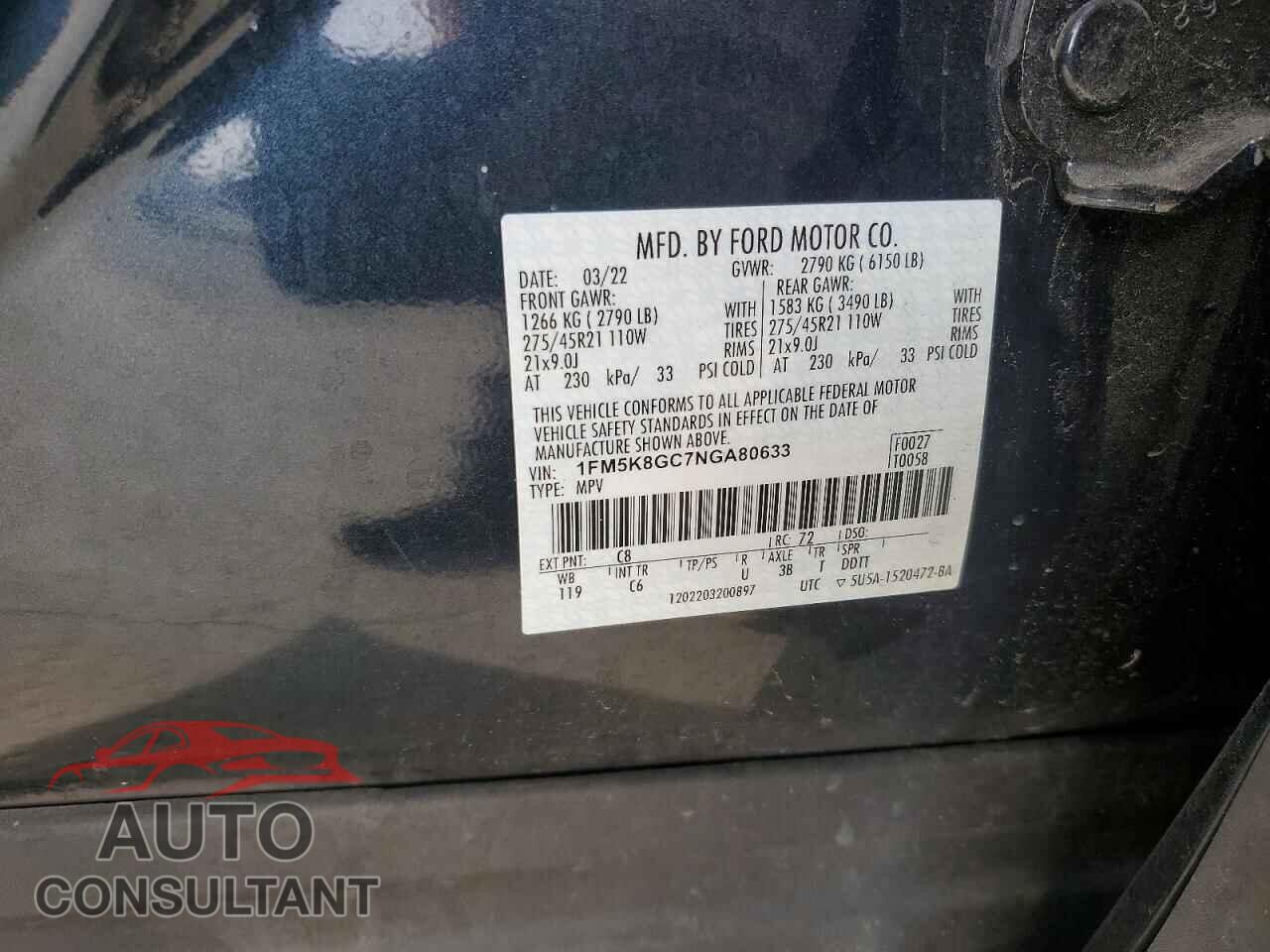 FORD EXPLORER 2022 - 1FM5K8GC7NGA80633