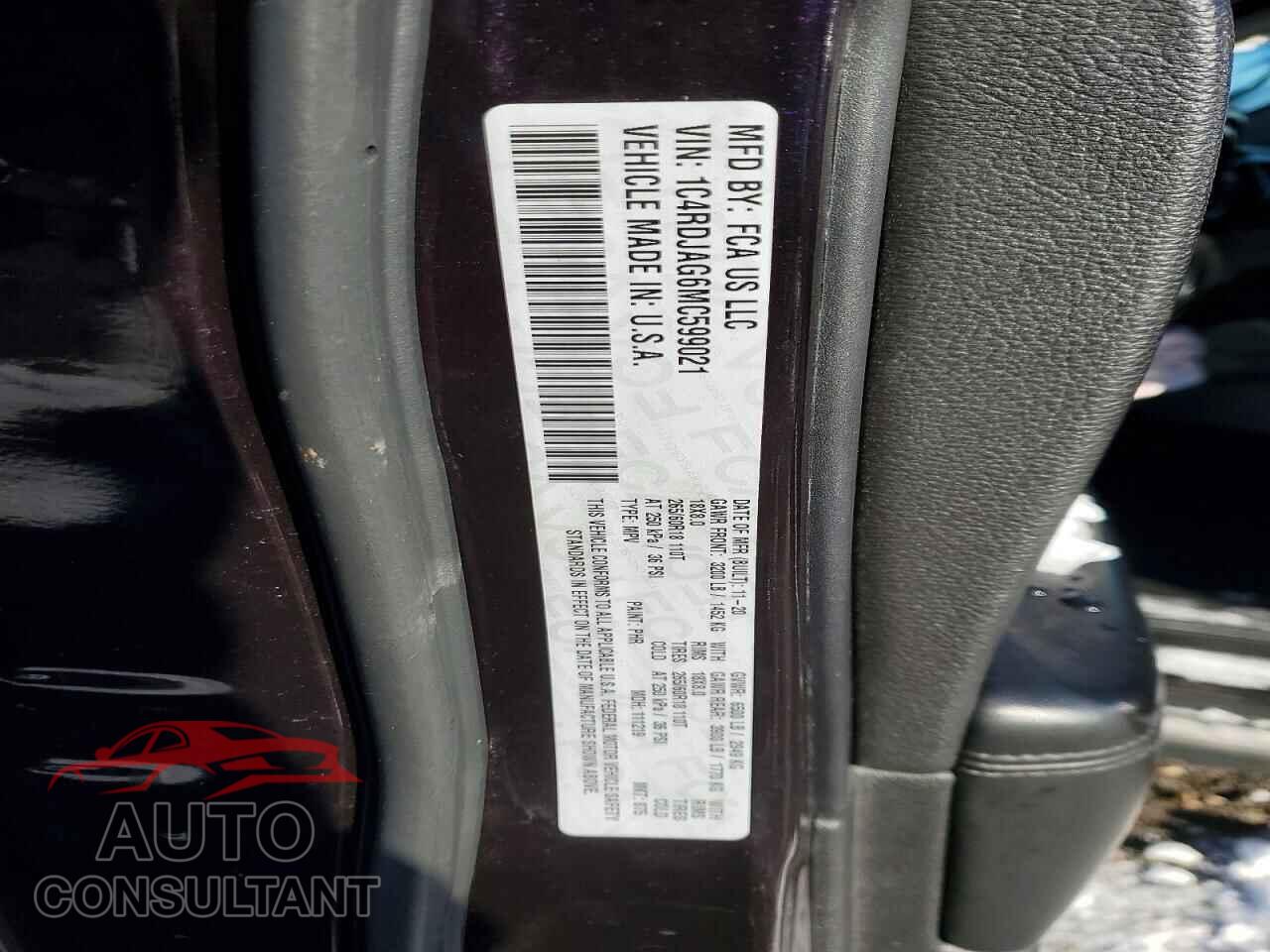 DODGE DURANGO 2021 - 1C4RDJAG6MC599021