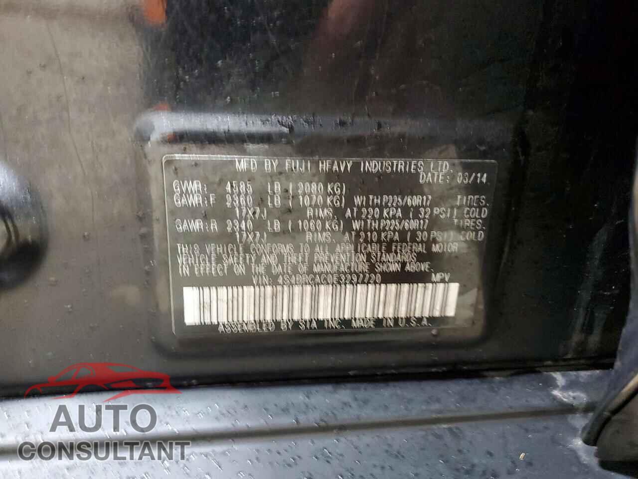 SUBARU OUTBACK 2014 - 4S4BRCAC0E3297720