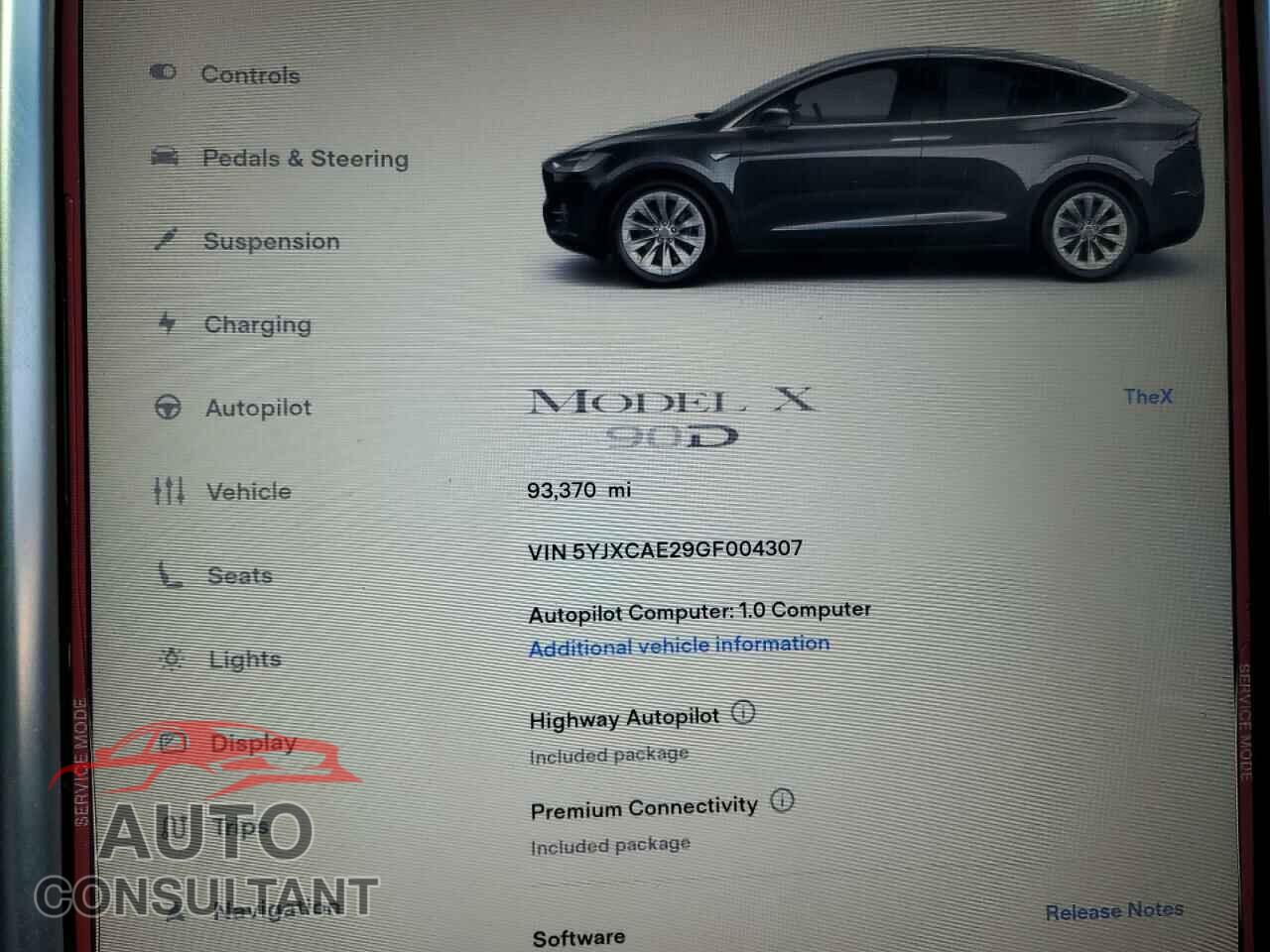 TESLA MODEL X 2016 - 5YJXCAE29GF004307
