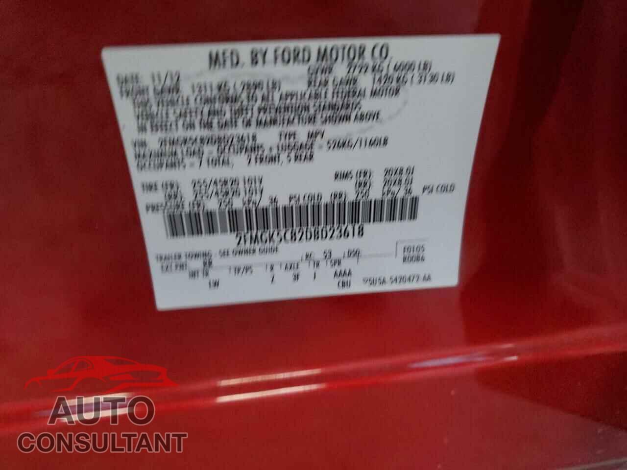 FORD FLEX 2013 - 2FMGK5C82DBD23618
