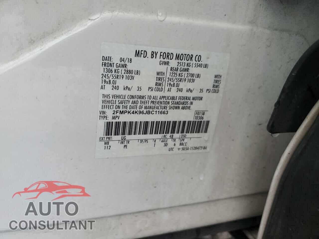FORD EDGE 2018 - 2FMPK4K96JBC11663
