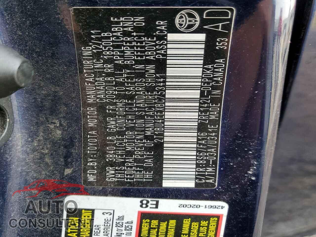 TOYOTA COROLLA 2011 - 2T1BU4EEXBC753441