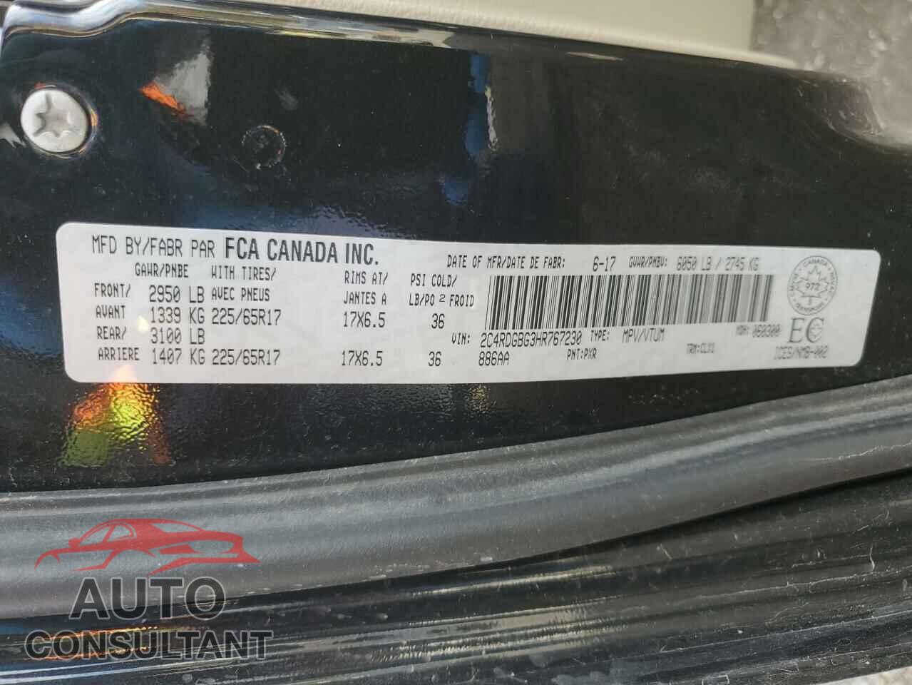 DODGE CARAVAN 2017 - 2C4RDGBG3HR767230