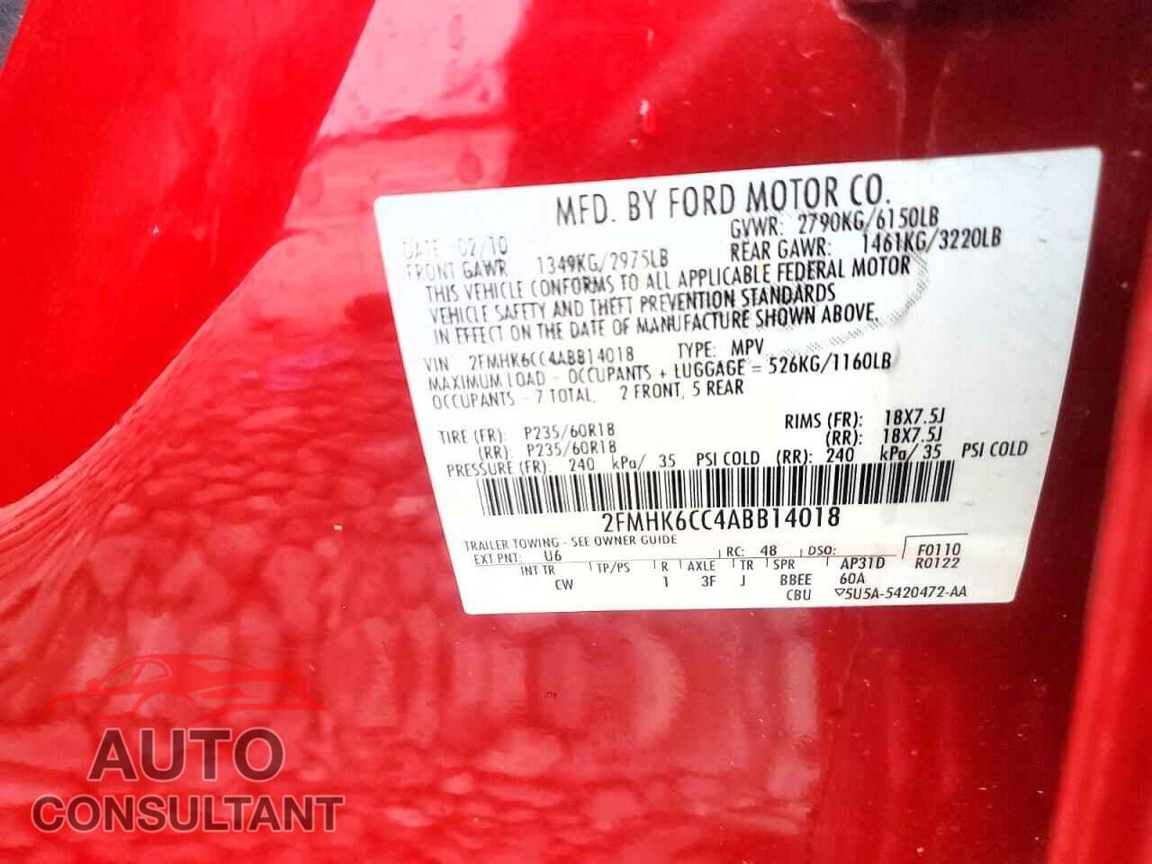 FORD FLEX 2010 - 2FMHK6CC4ABB14018