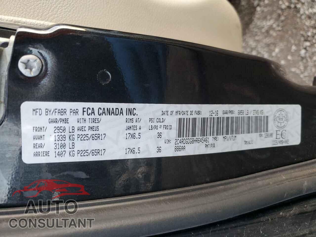 DODGE CARAVAN 2017 - 2C4RDGDG8HR645461