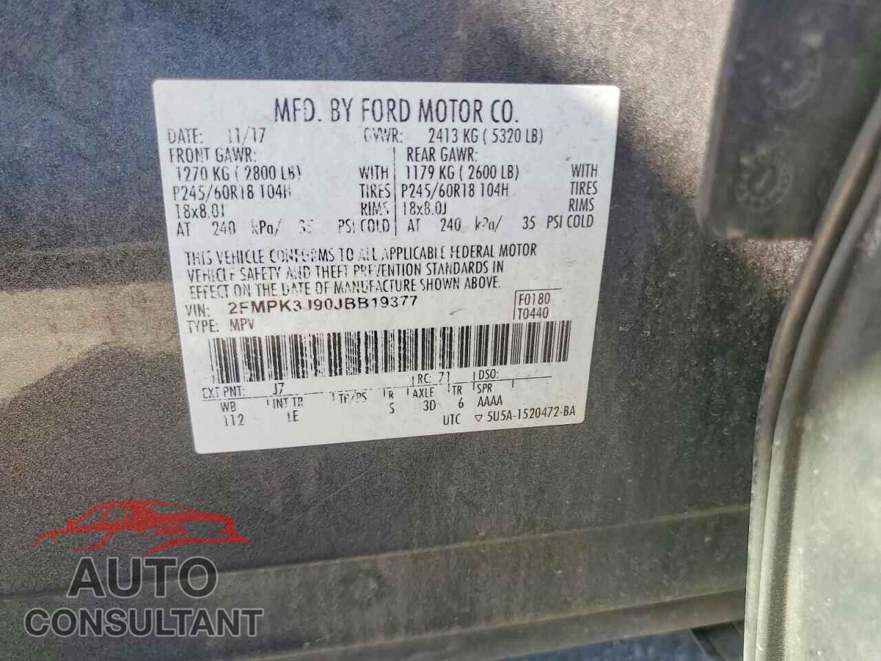 FORD EDGE 2018 - 2FMPK3J90JBB19377