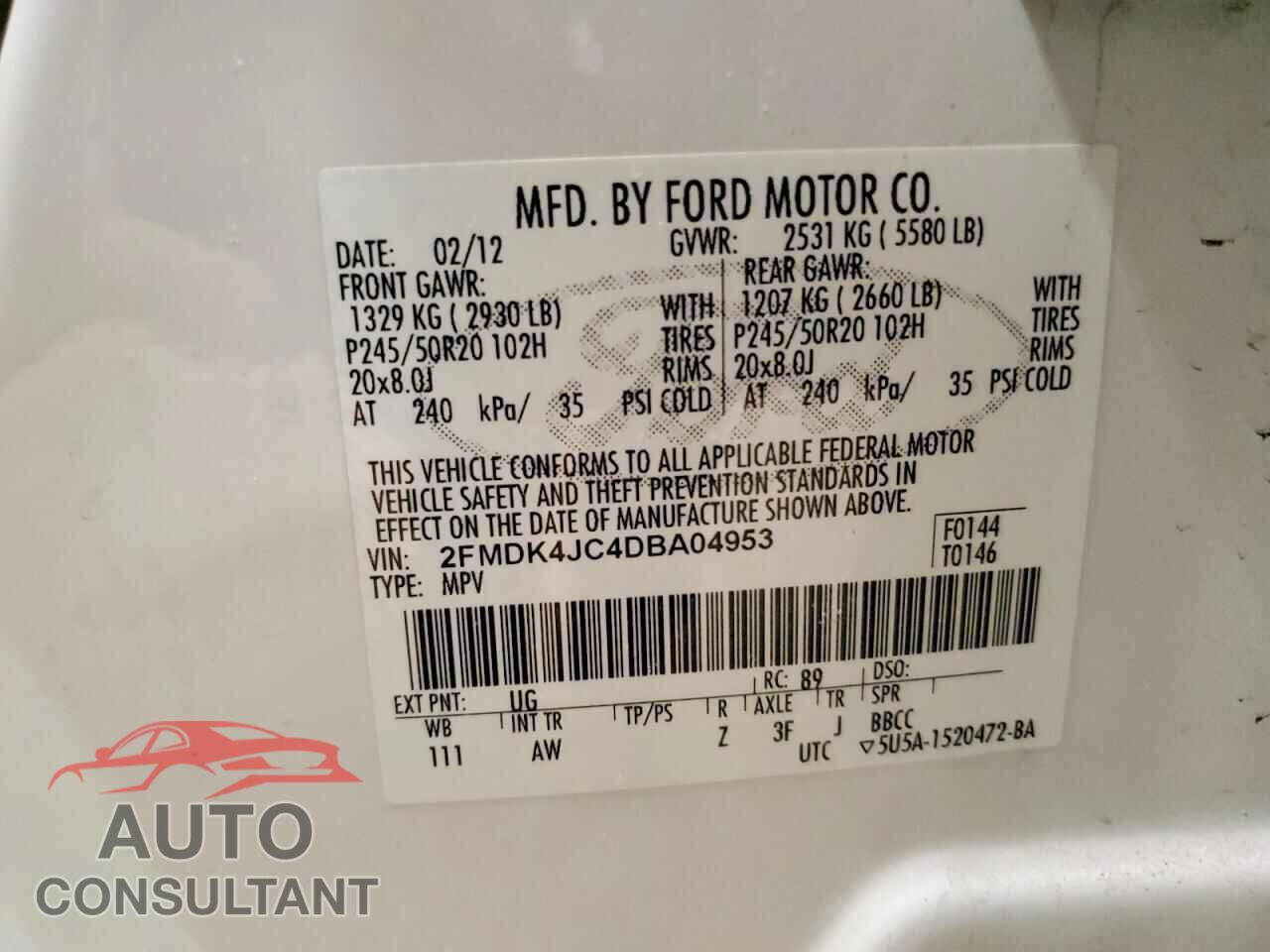 FORD EDGE 2013 - 2FMDK4JC4DBA04953