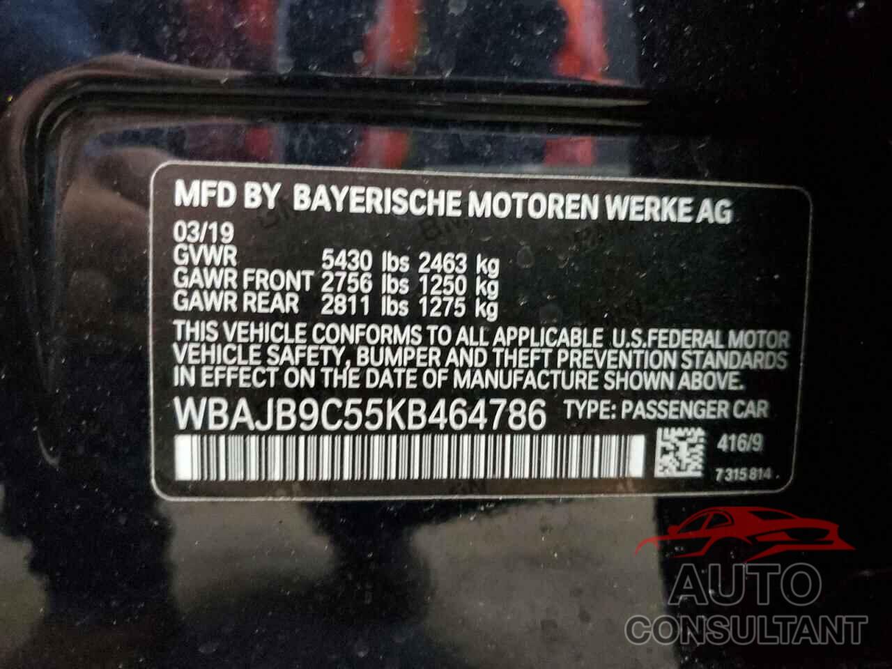 BMW M5 2019 - WBAJB9C55KB464786