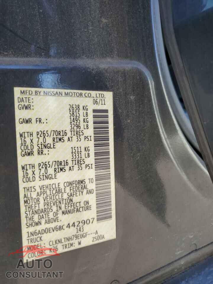 NISSAN FRONTIER 2011 - 1N6AD0EV6BC442907