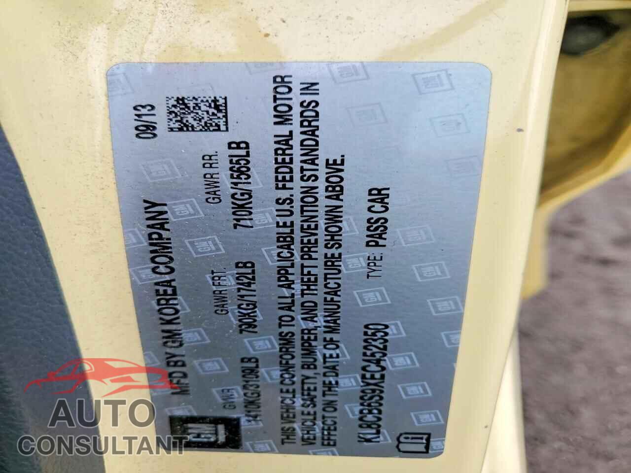 CHEVROLET SPARK 2014 - KL8CB6S9XEC452350