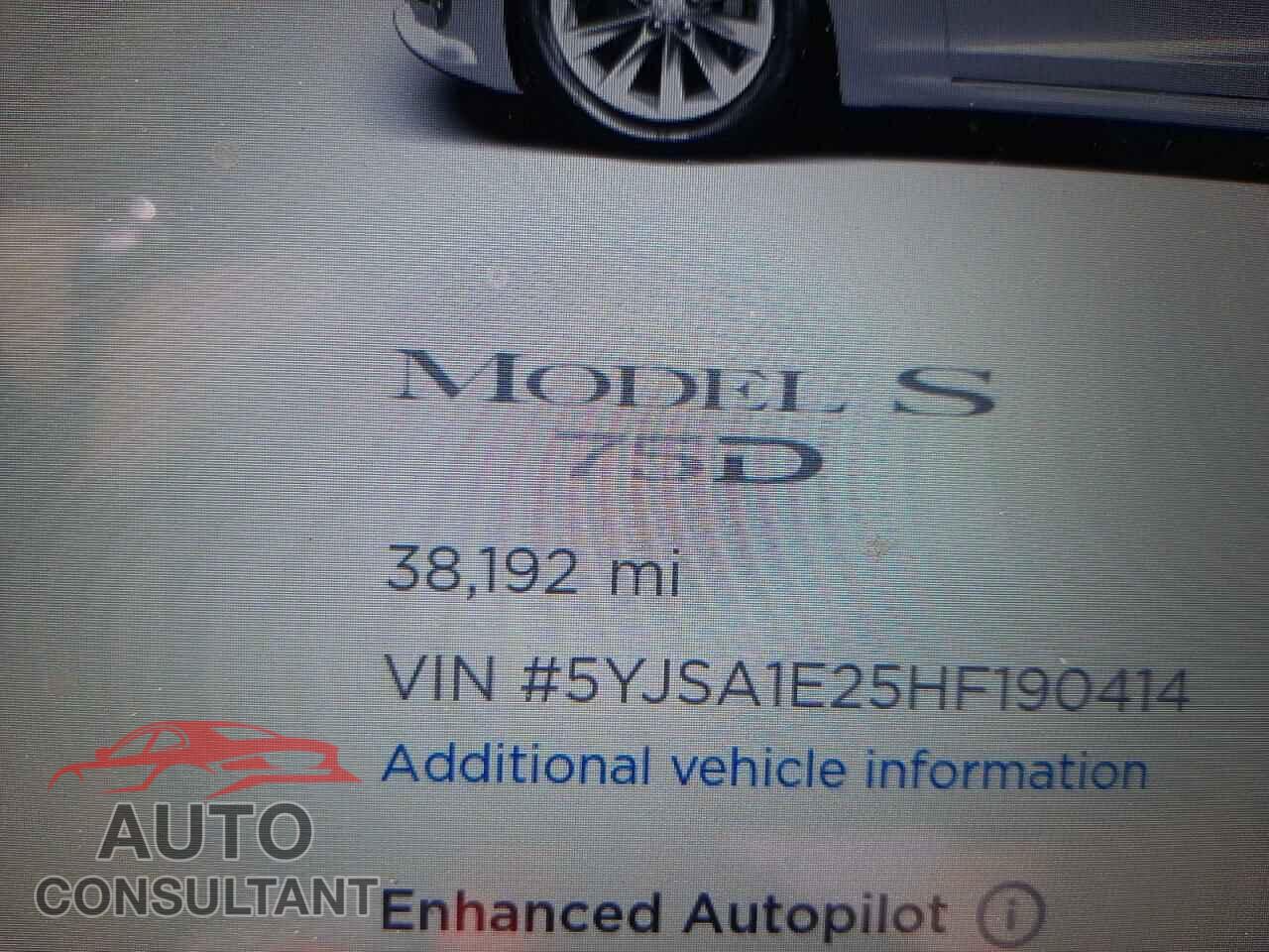 TESLA MODEL S 2017 - 5YJSA1E25HF190414