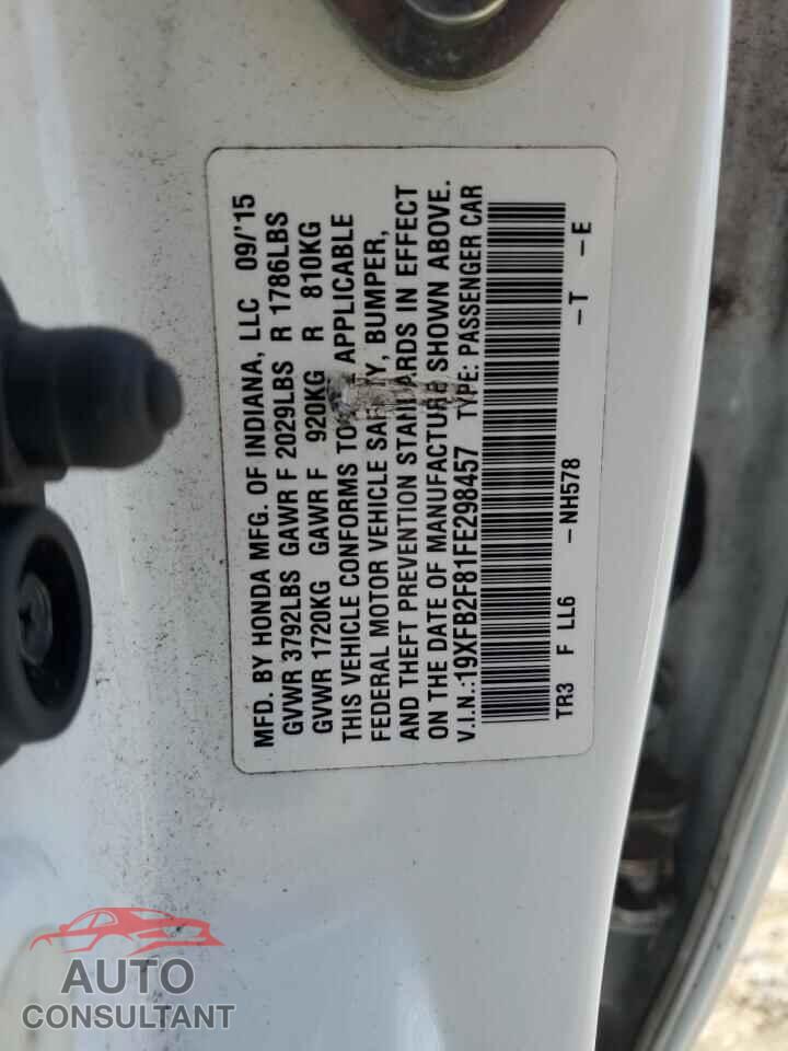 HONDA CIVIC 2015 - 19XFB2F81FE298457