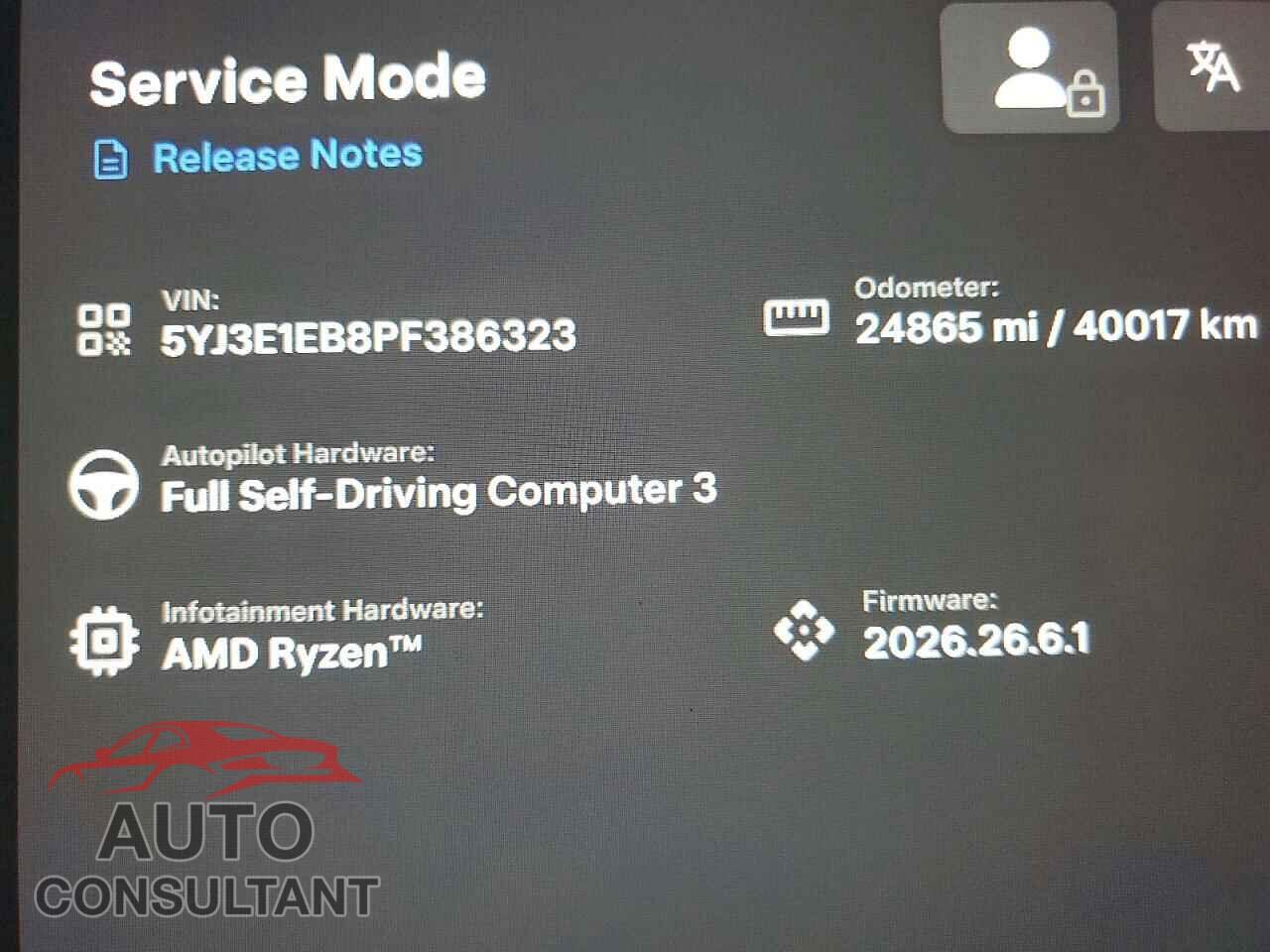 TESLA MODEL 3 2023 - 5YJ3E1EB8PF386323