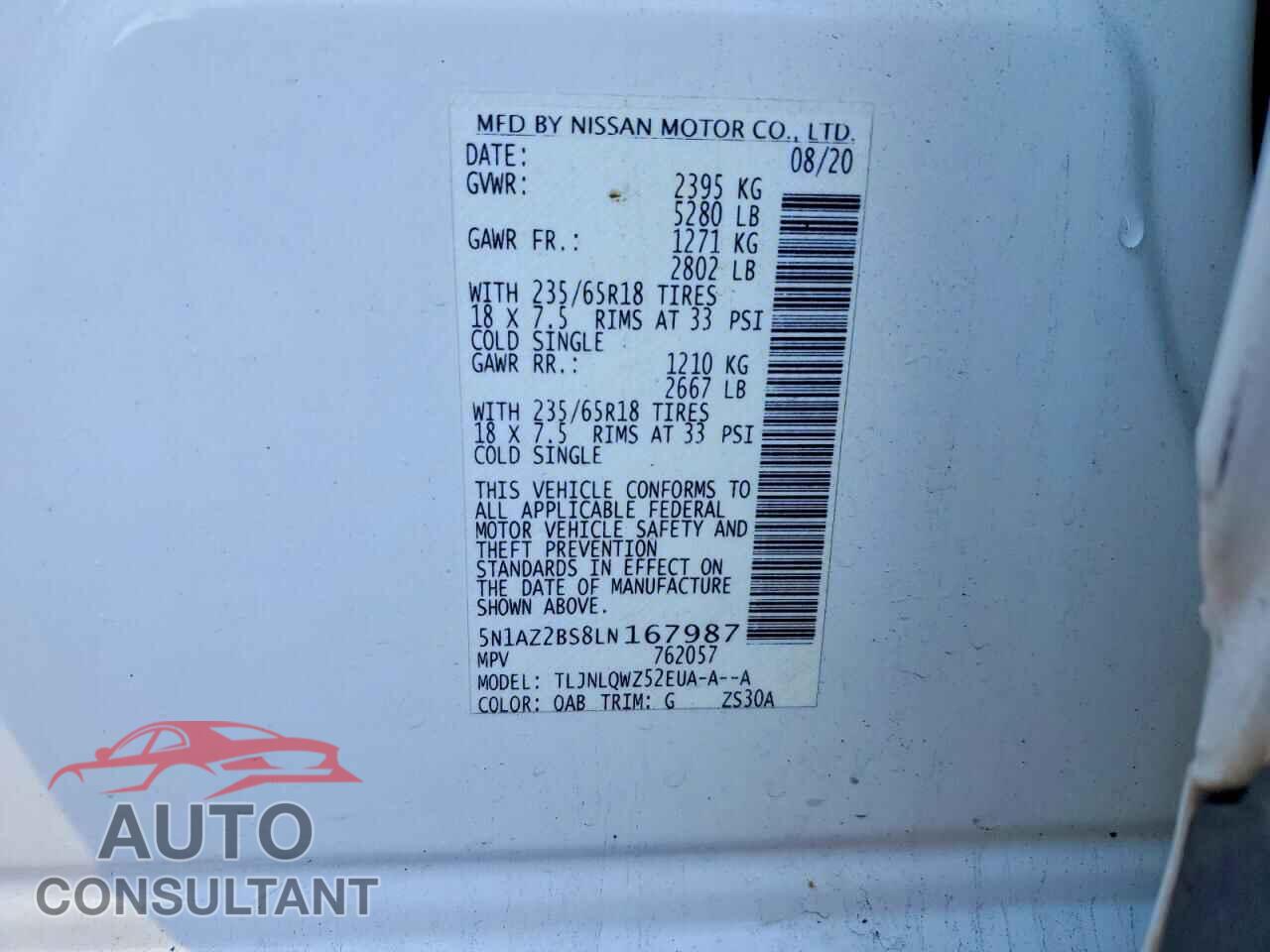 NISSAN MURANO 2020 - 5N1AZ2BS8LN167987