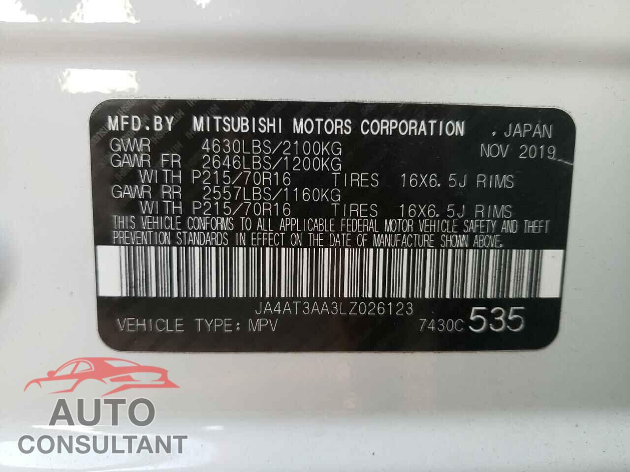 MITSUBISHI ECLIPSE 2020 - JA4AT3AA3LZ026123