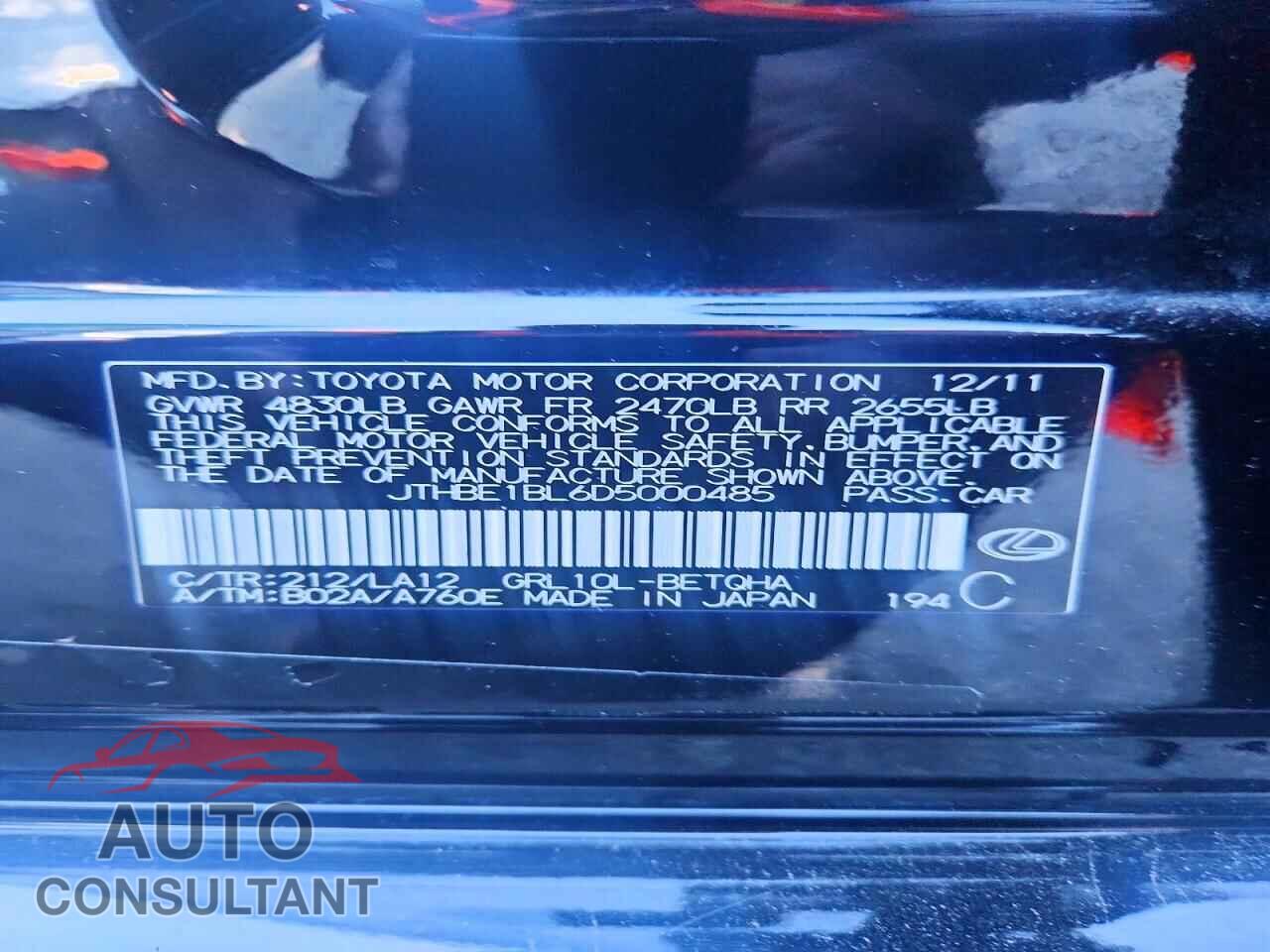 LEXUS GS350 2013 - JTHBE1BL6D5000485