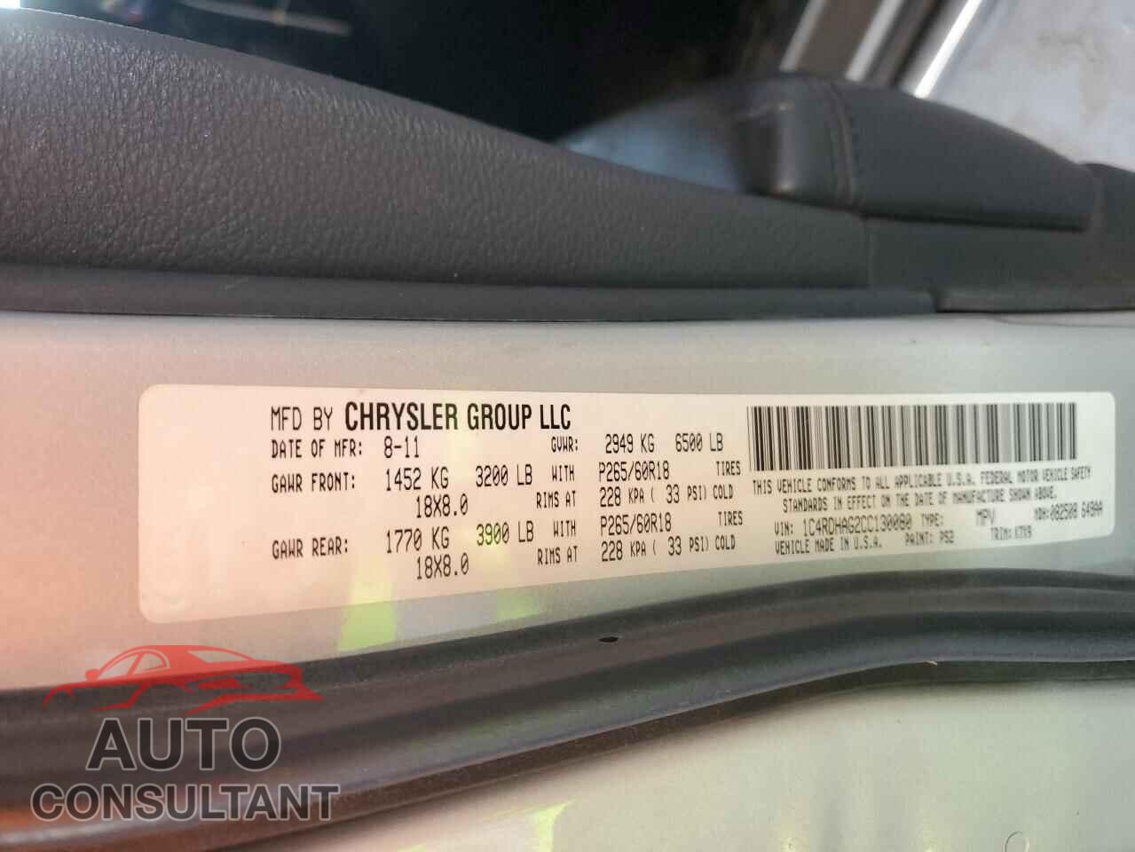 DODGE DURANGO 2012 - 1C4RDHAG2CC130080