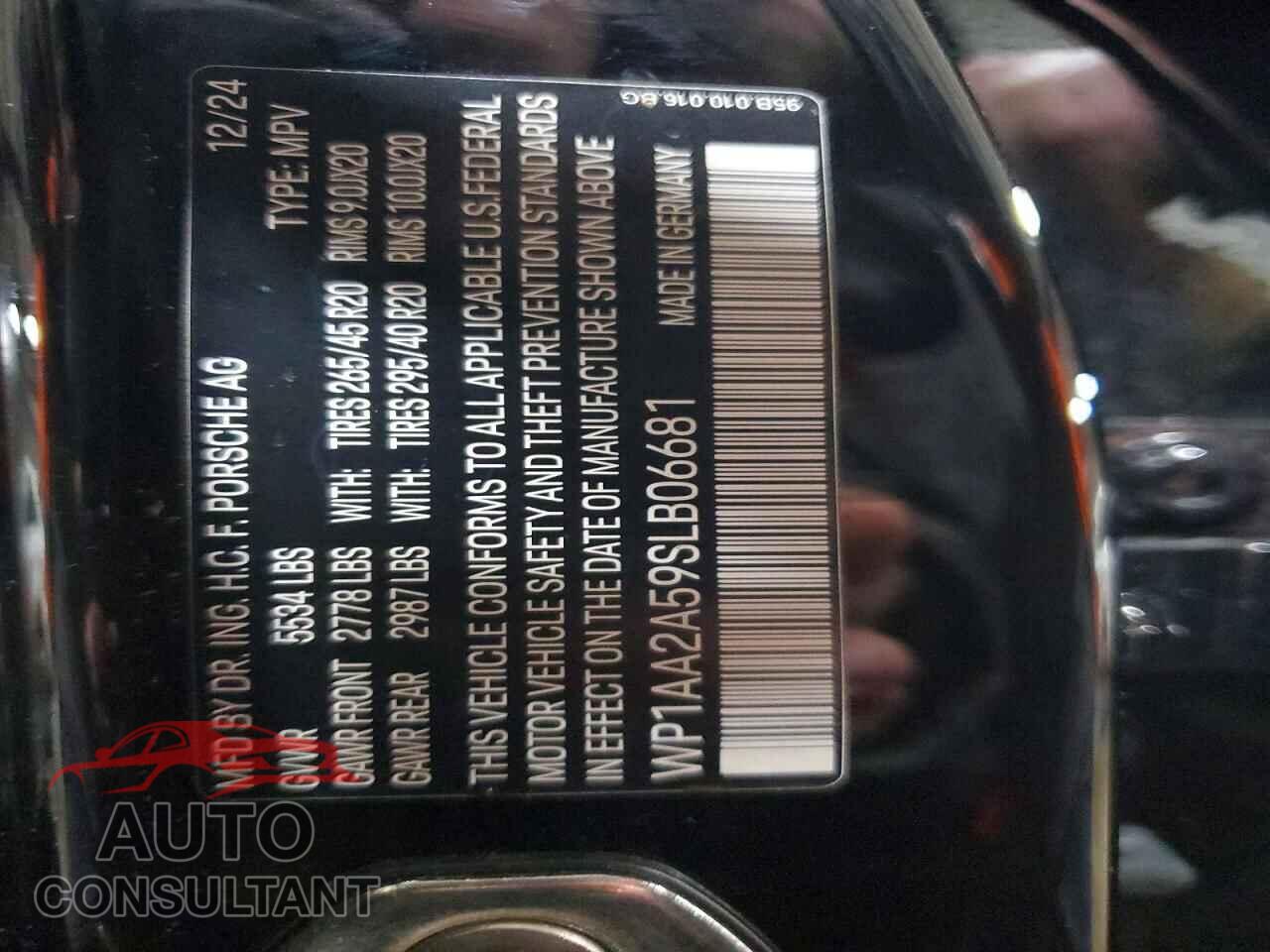 PORSCHE MACAN BASE 2025 - WP1AA2A59SLB06681