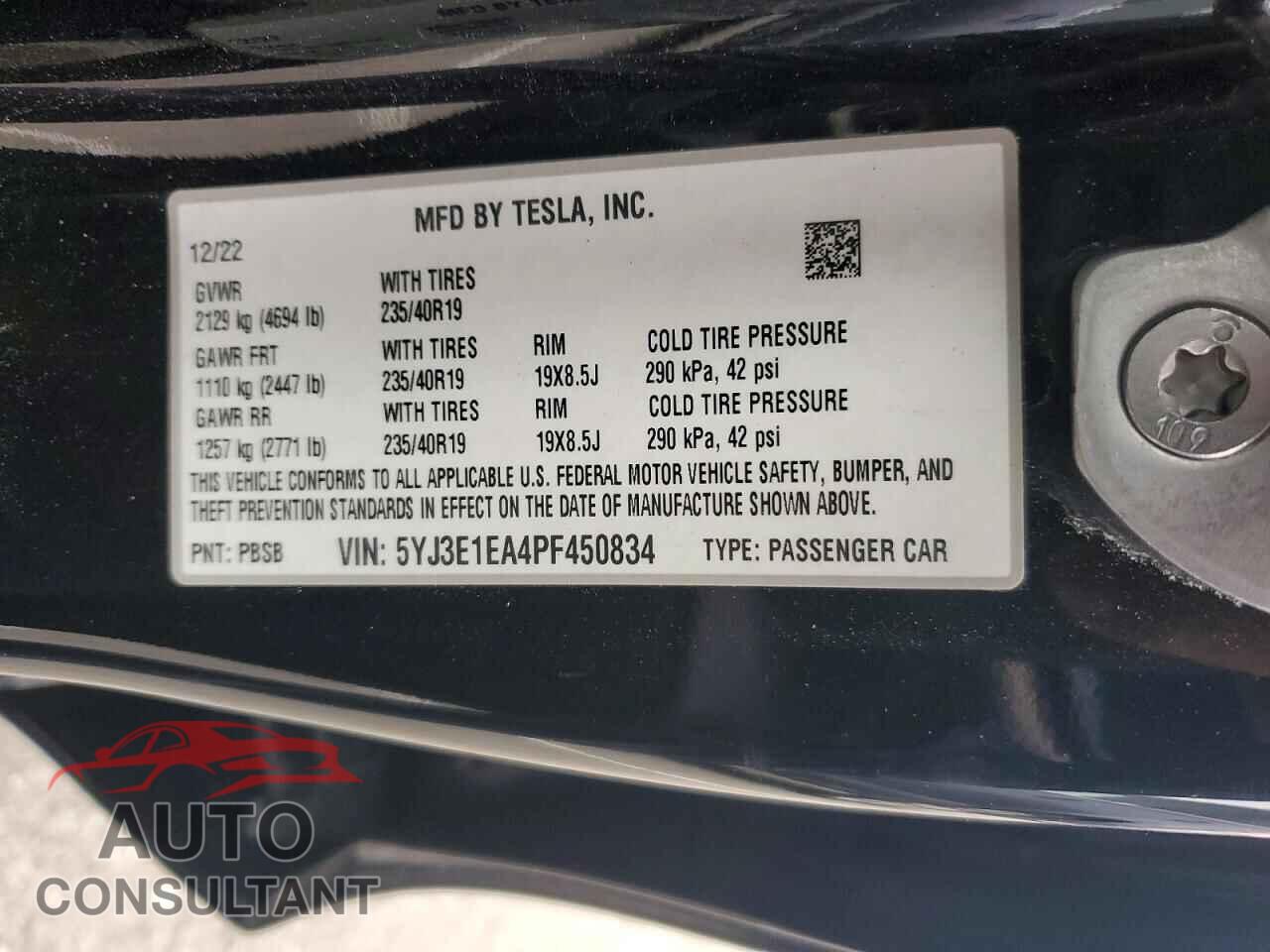 TESLA MODEL 3 2023 - 5YJ3E1EA4PF450834