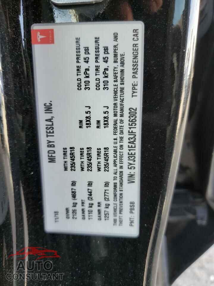 TESLA MODEL 3 2018 - 5YJ3E1EA3JF156302