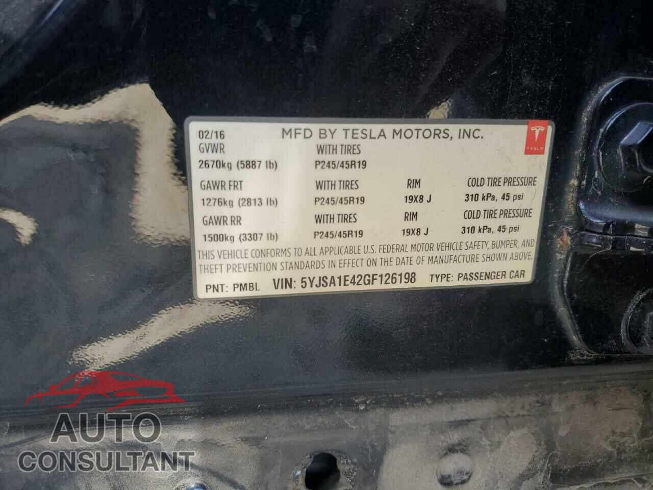 TESLA MODEL S 2016 - 5YJSA1E42GF126198