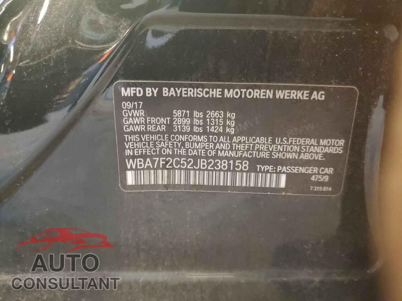BMW 7 SERIES 2018 - WBA7F2C52JB238158