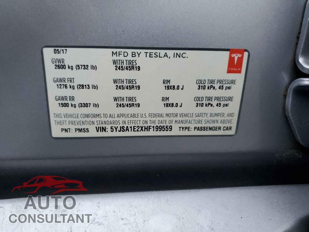 TESLA MODEL S 2017 - 5YJSA1E2XHF199559