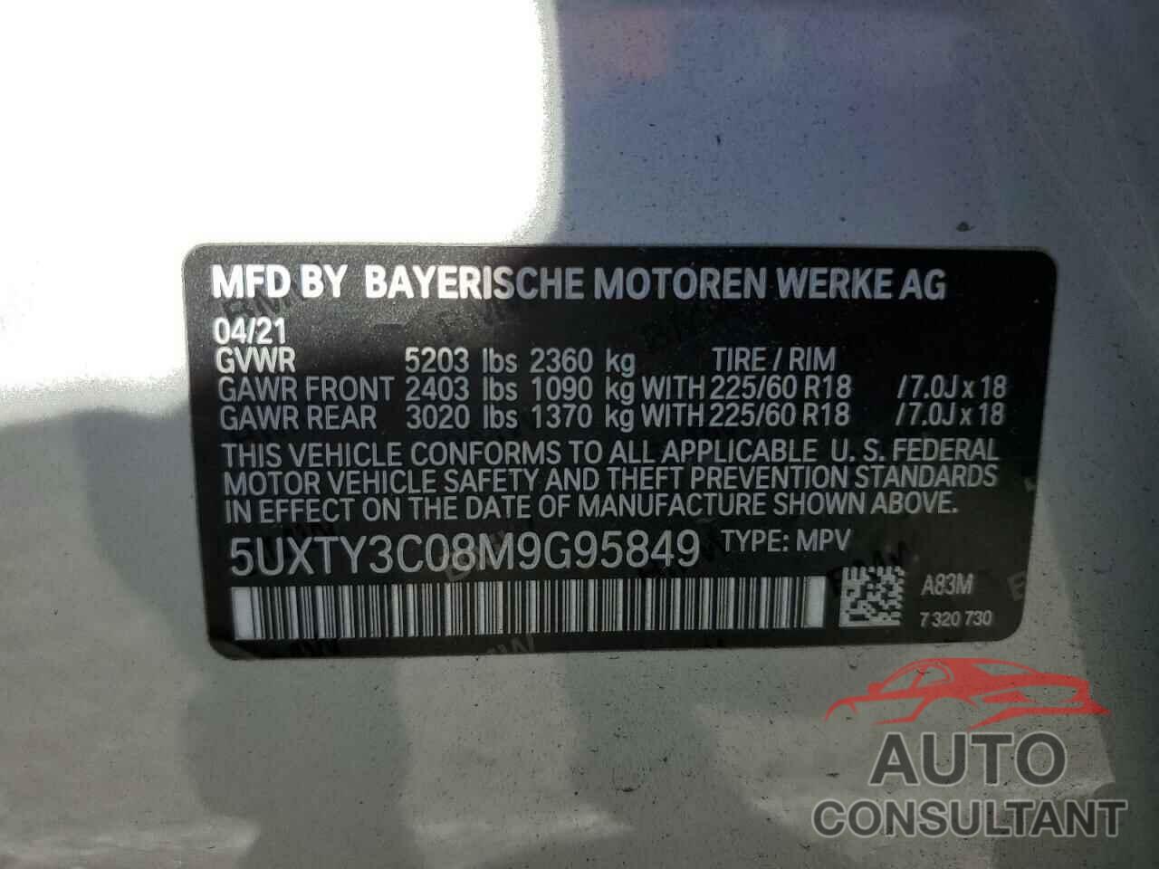 BMW X3 2021 - 5UXTY3C08M9G95849