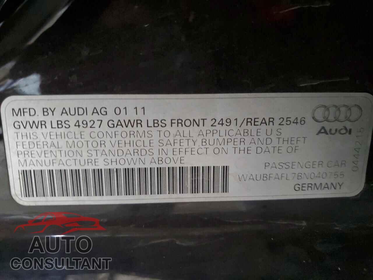 AUDI A4 2011 - WAUBFAFL7BN040755
