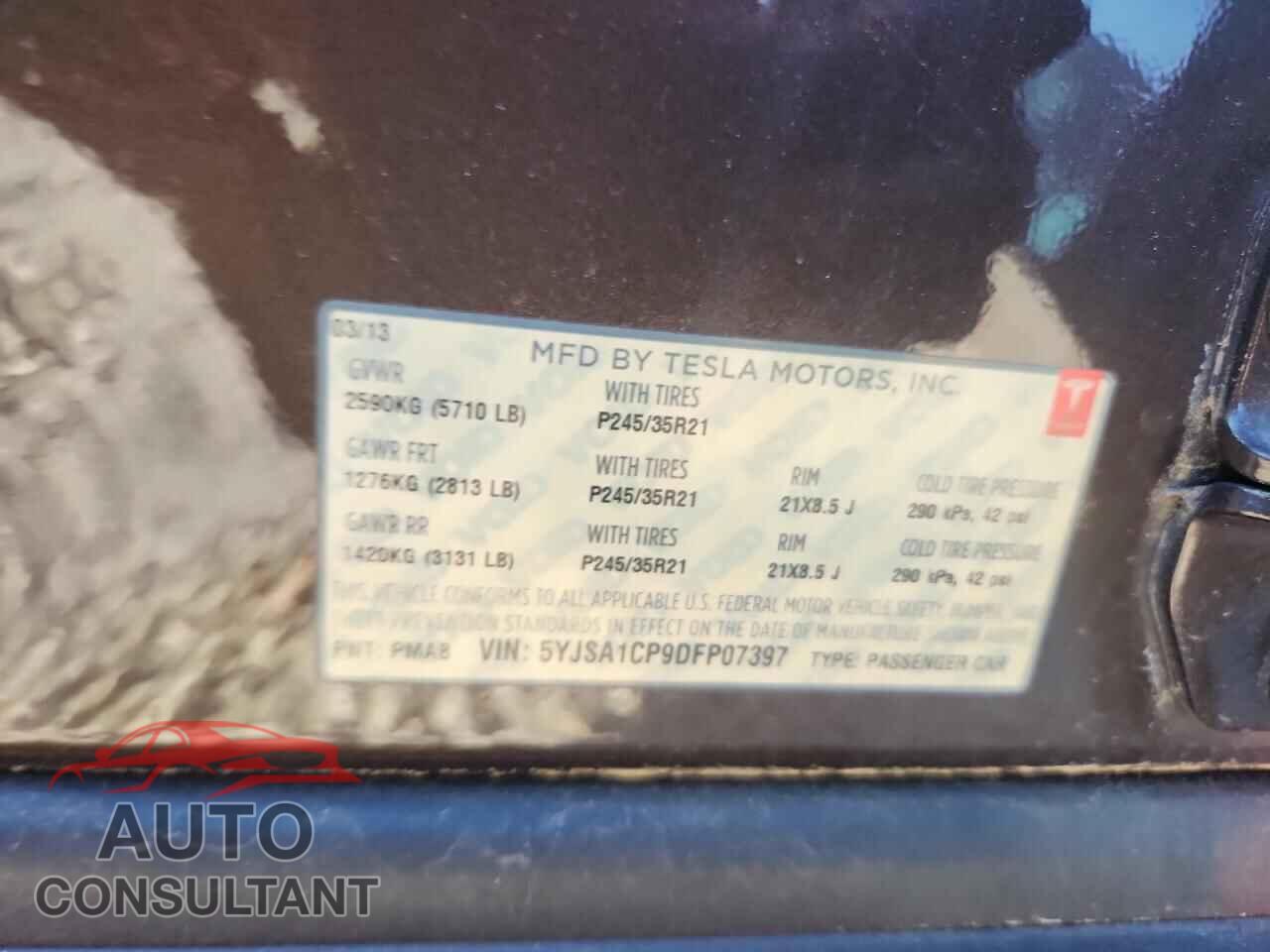 TESLA MODEL S 2013 - 5YJSA1CP9DFP07397