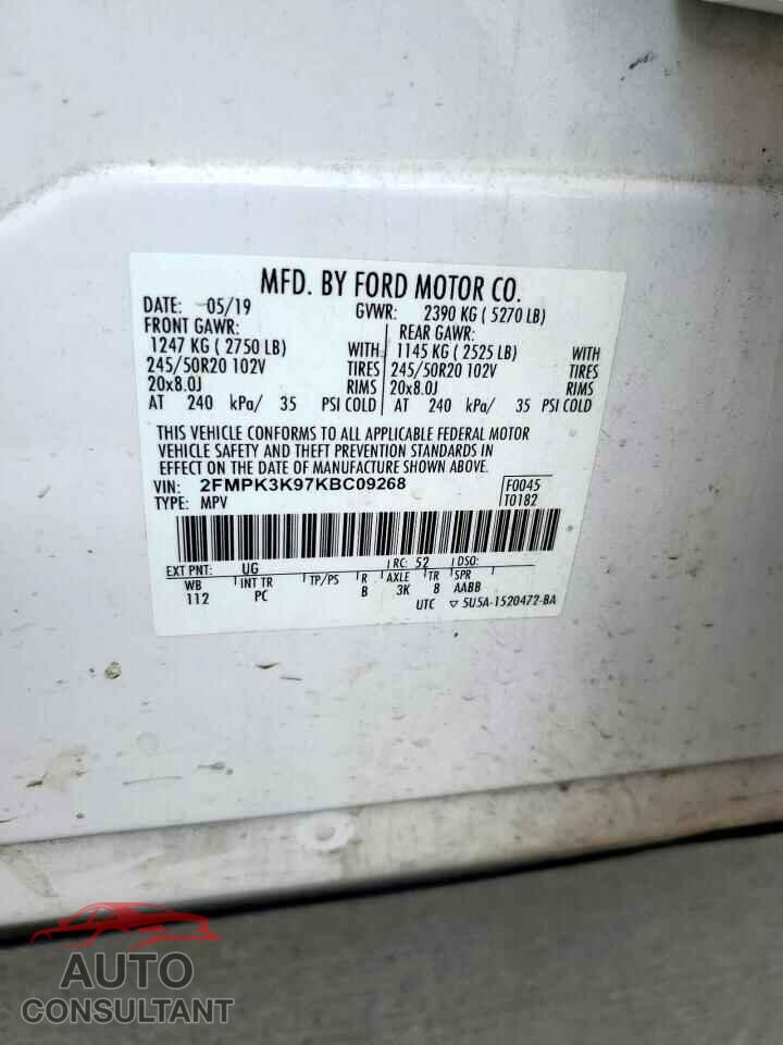 FORD EDGE 2019 - 2FMPK3K97KBC09268