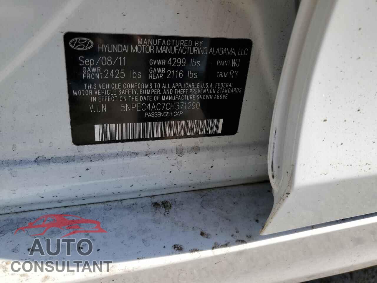 HYUNDAI SONATA 2012 - 5NPEC4AC7CH371290