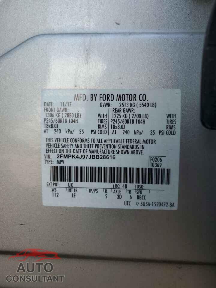 FORD EDGE 2018 - 2FMPK4J97JBB28616