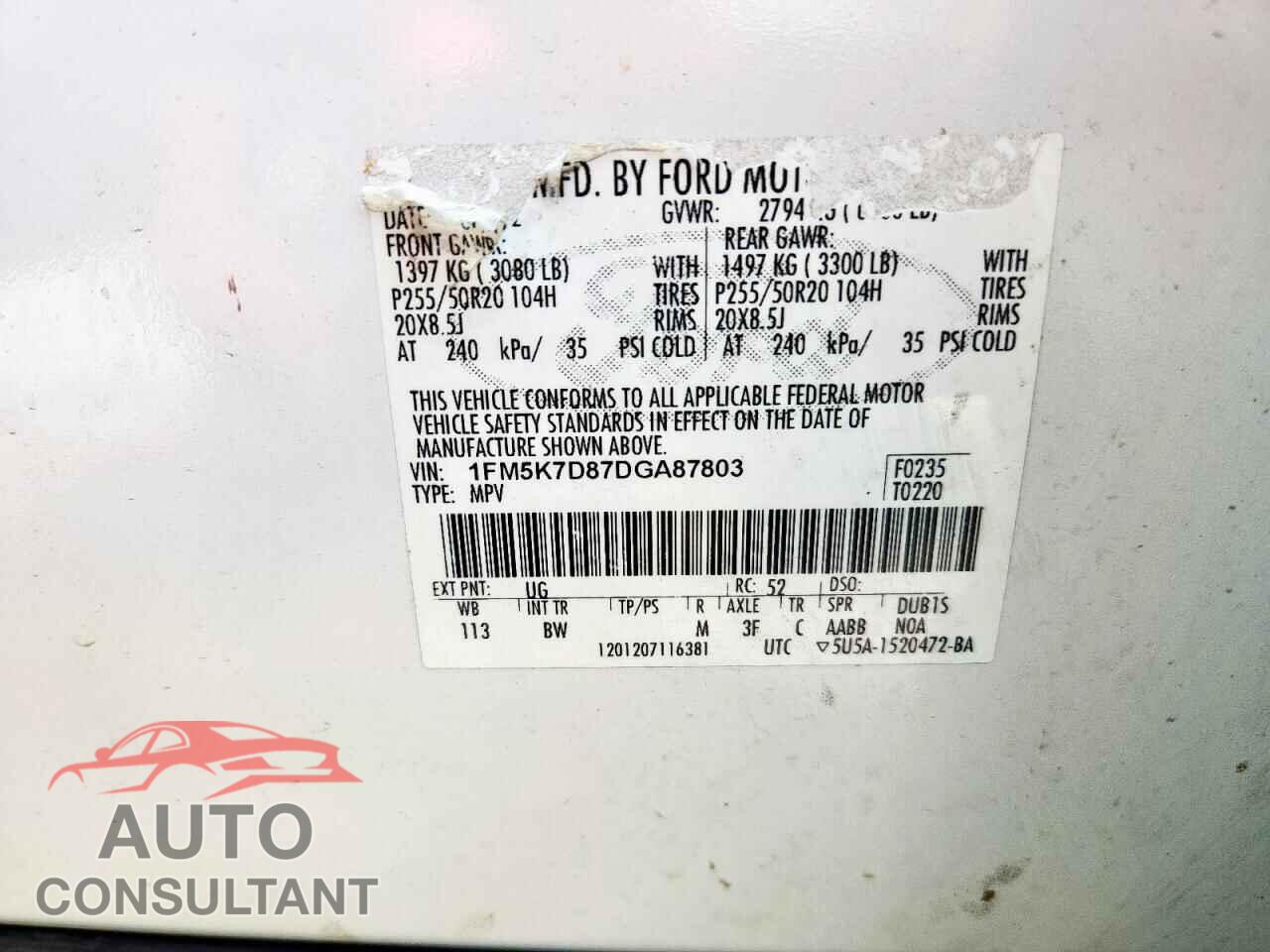 FORD EXPLORER 2013 - 1FM5K7D87DGA87803