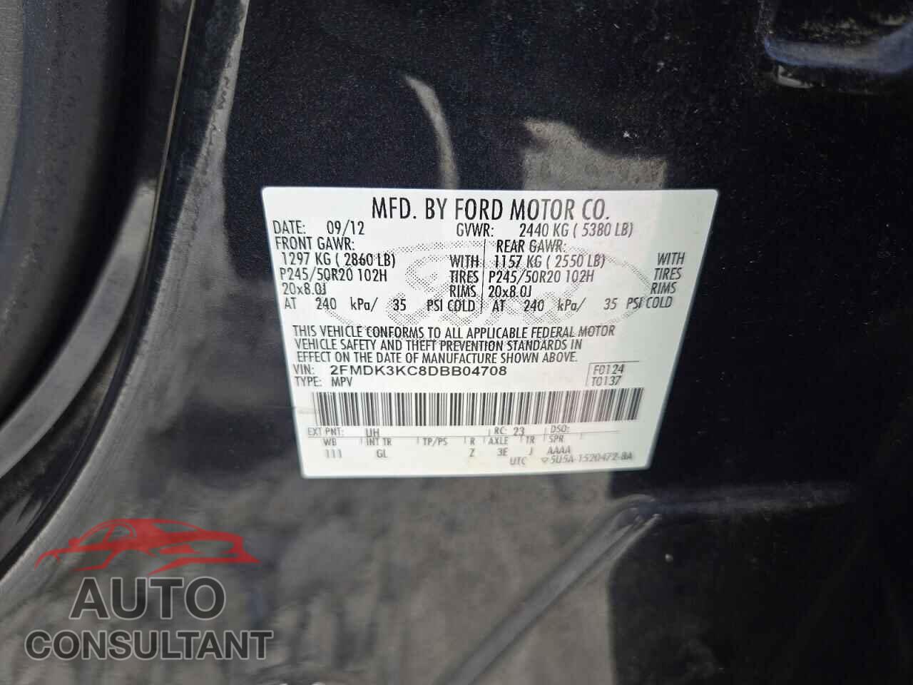 FORD EDGE 2013 - 2FMDK3KC8DBB04708