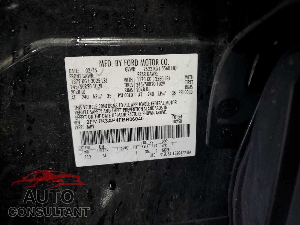 FORD EDGE 2015 - 2FMTK3AP4FBB06040