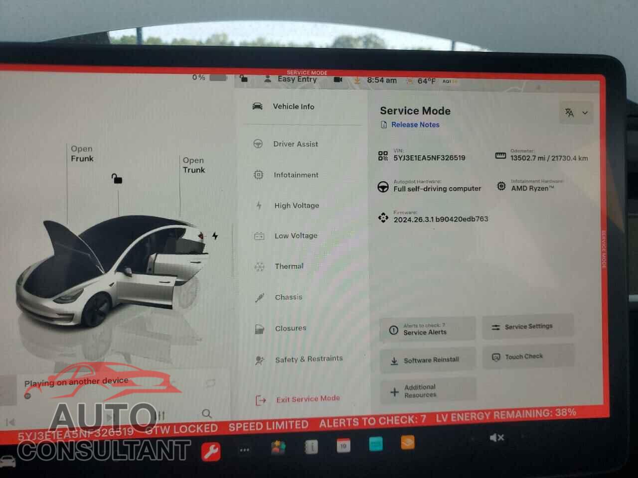 TESLA MODEL 3 2022 - 5YJ3E1EA5NF326519